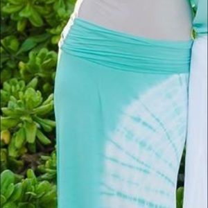 Aqua blue maxi skirt with side tie dye detail